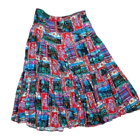 Vintage Sherry Holt Maxi Skirt Desert West One Size Red Southwestern Rodeo - Picture 1 of 8